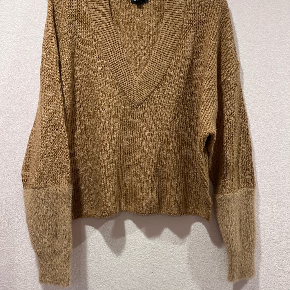 Express Tan V-Neck Sweater